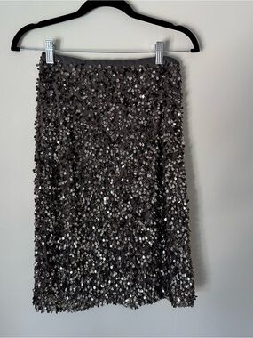 teri jon silver sequin skirt